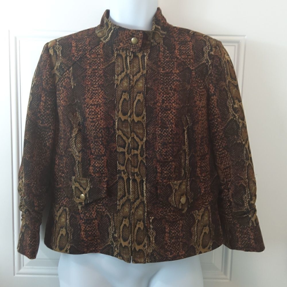 Peck & Peck animal print zippered front jacket